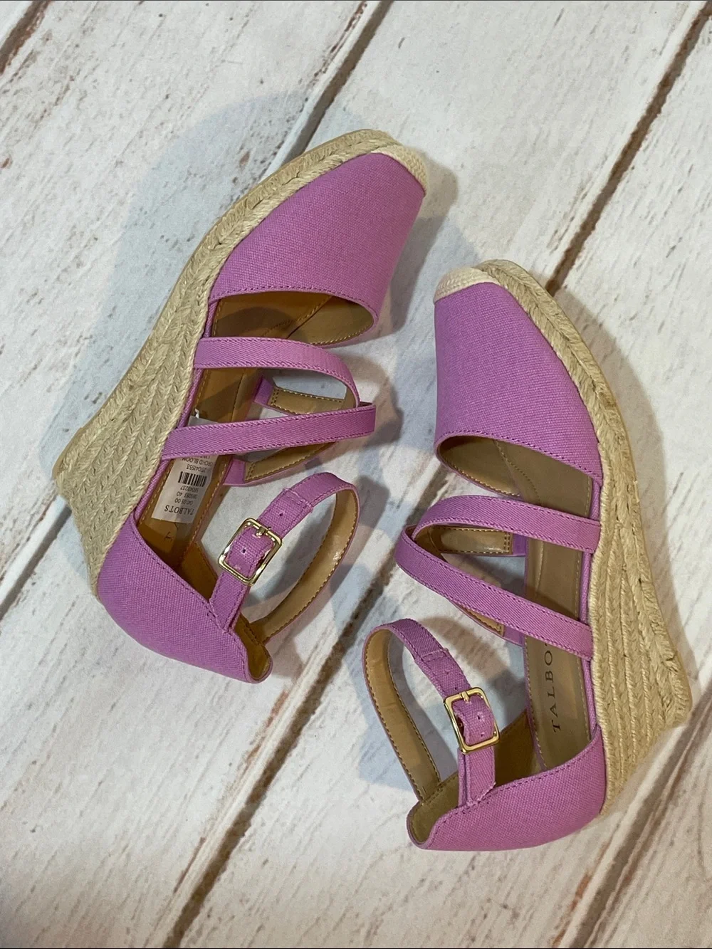 NWT Talbots Lilac Espadrille 7 Wedge Sandals Lyndsay Strappy Ankle Shoes NEW